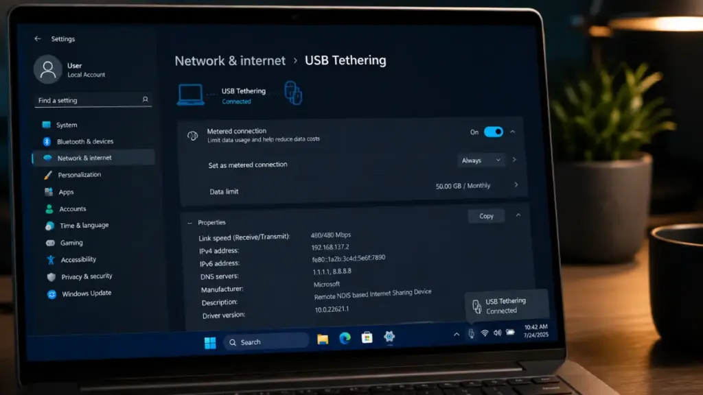 System network settings optimizing mobile hotspots data conservation and security