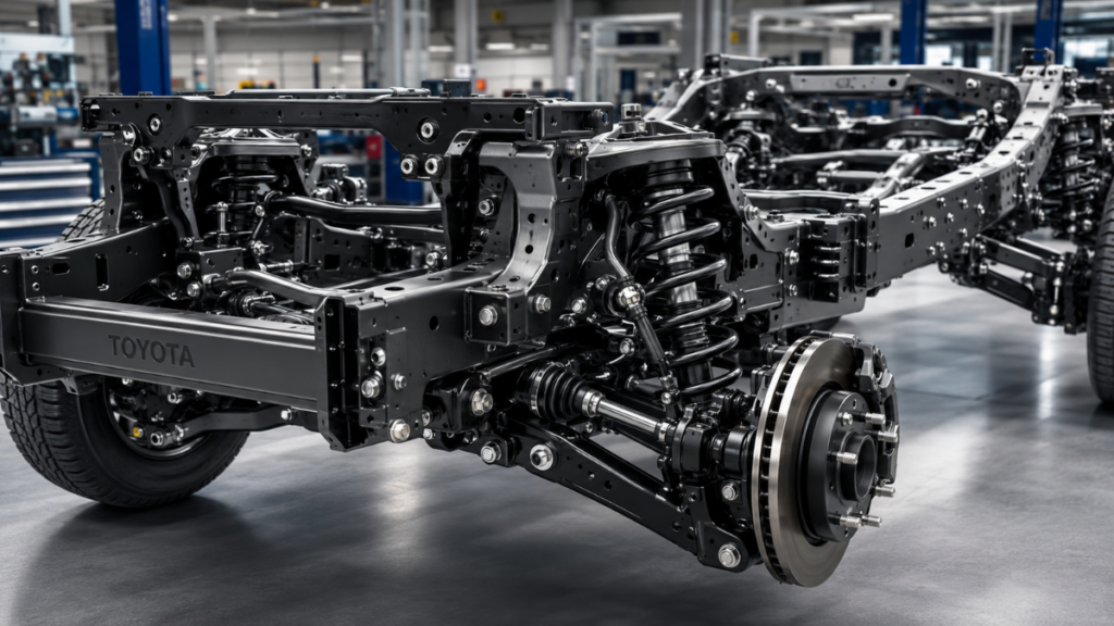 Technical chassis components of a Toyota Land Cruiser FJ vehicle