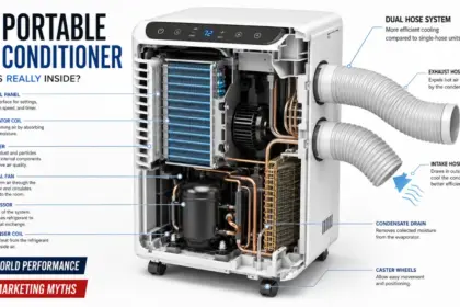 Technical components of an AC portable air conditioner