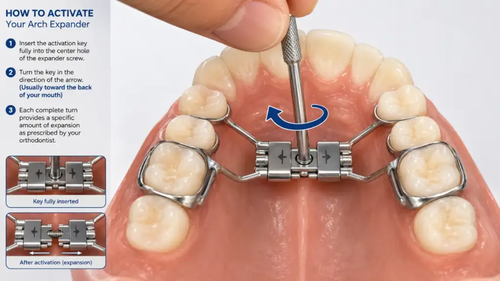 The activation process for an arch expander adults device.
