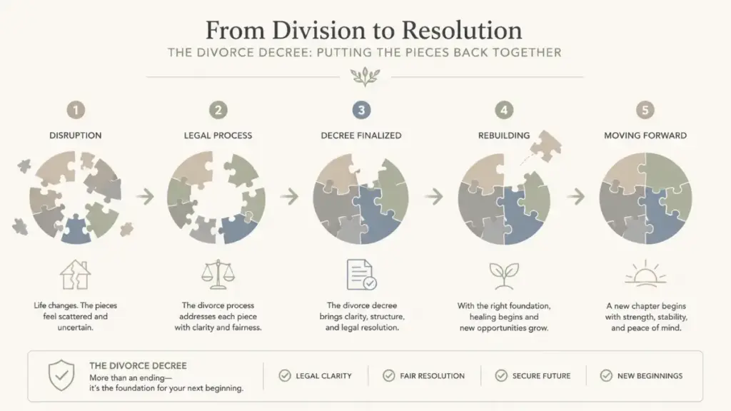 The recovery process after a divorce decree is finalized.