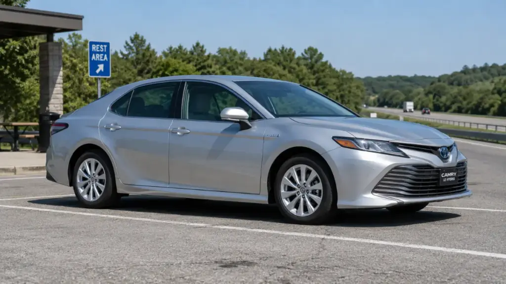 The reliable Toyota Camry LE, one of the best hybrid sedans under $35k for high-mileage commuting.
