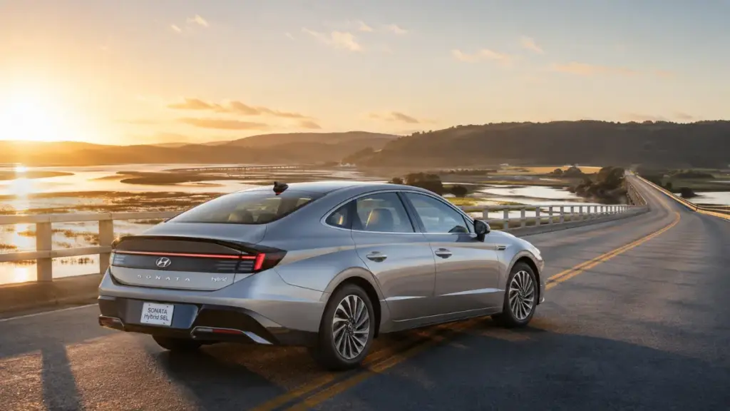 The spacious Hyundai Sonata Hybrid SEL, a comfortable mid-size option for the best hybrid sedans under $35k.