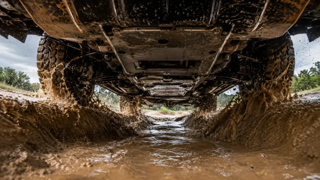 Underbody water crossing defense featured on the modern Toyota Land Cruiser