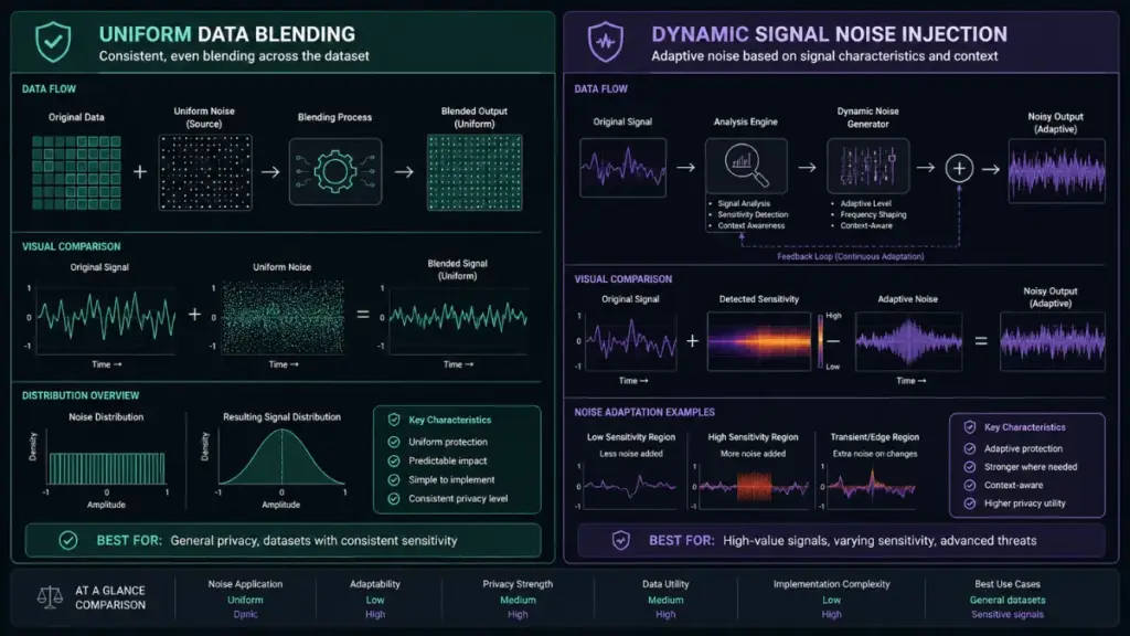 Uniformity versus noise injection strategies against browser fingerprinting