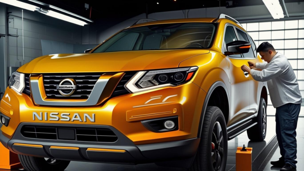 Upgrading the suspension of a Nissan Xterra in a garage