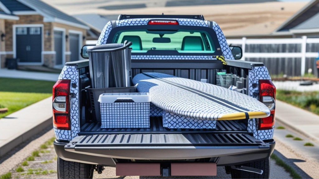 Modern Ford small electric truck, successor to the Ford Maverick, charging in an urban environment.