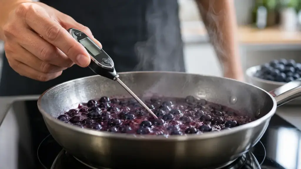 checking-the-temperature-of-cooking-blueberries-with-a-thermometer