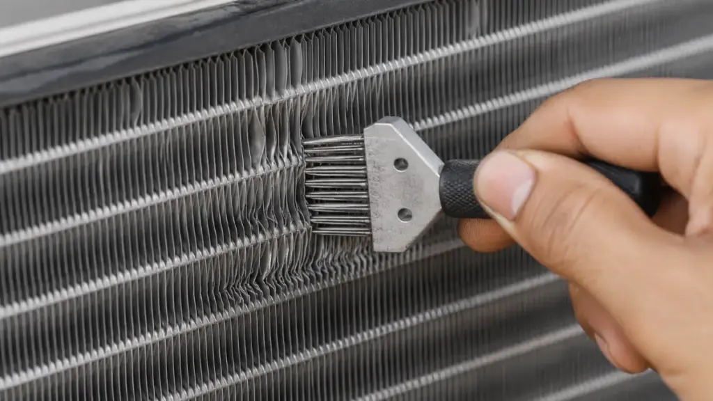 Using a fin comb for restorative ac unit maintenance