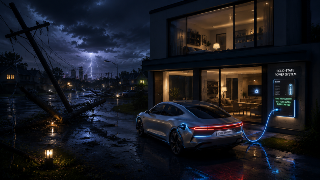 Vehicle-to-Grid home backup power from an EV.
