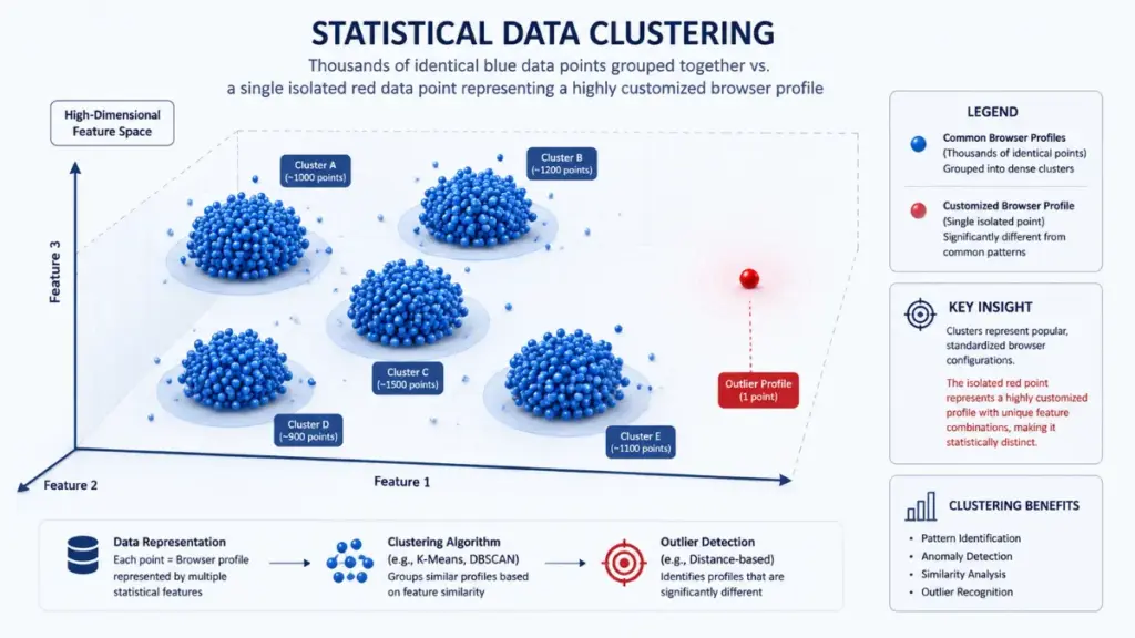 Visualizing statistical uniqueness in browser fingerprinting profiling