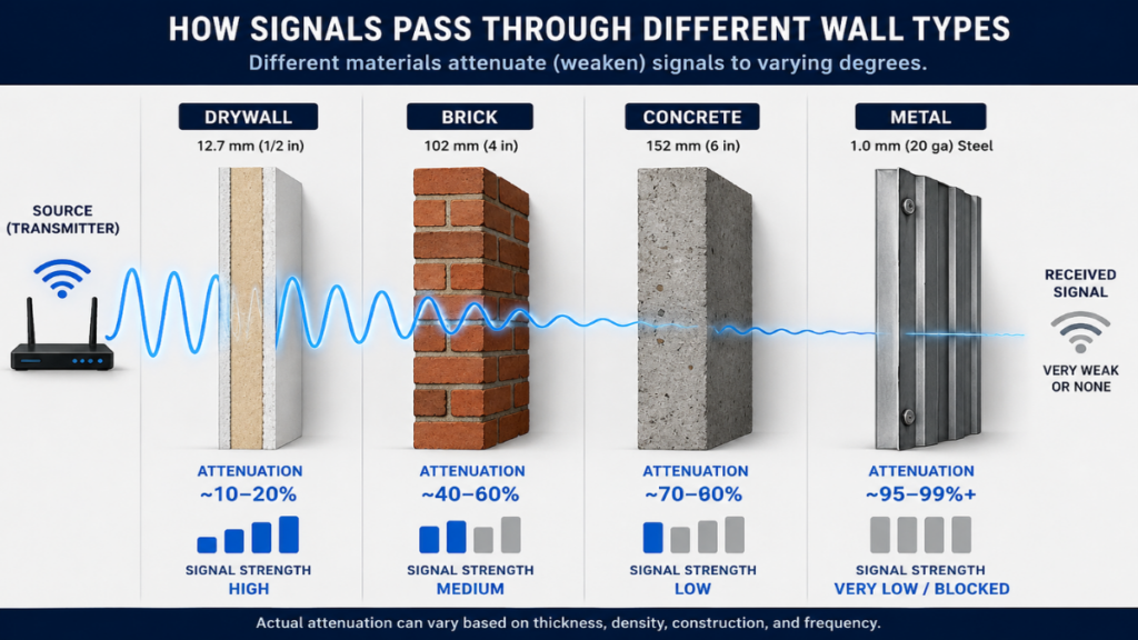 WiFi signal strength through various building materials