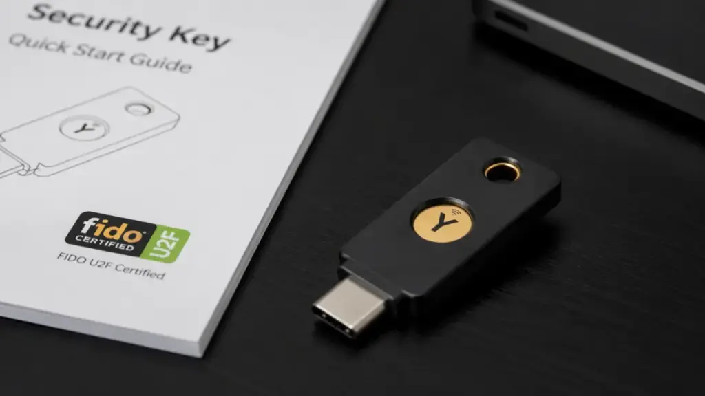 YubiKey hardware device used for secure passkeys management