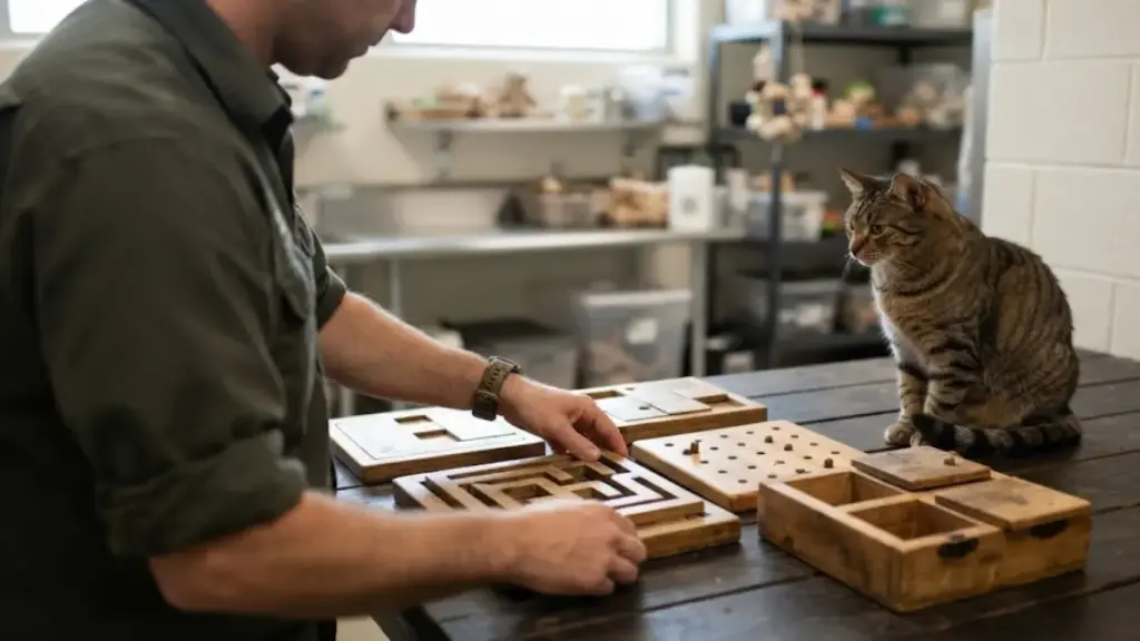 a-collection-of-wooden-cat-puzzle-toys-arranged-on-a-countertop-to-prevent-feline-aggressi-peton