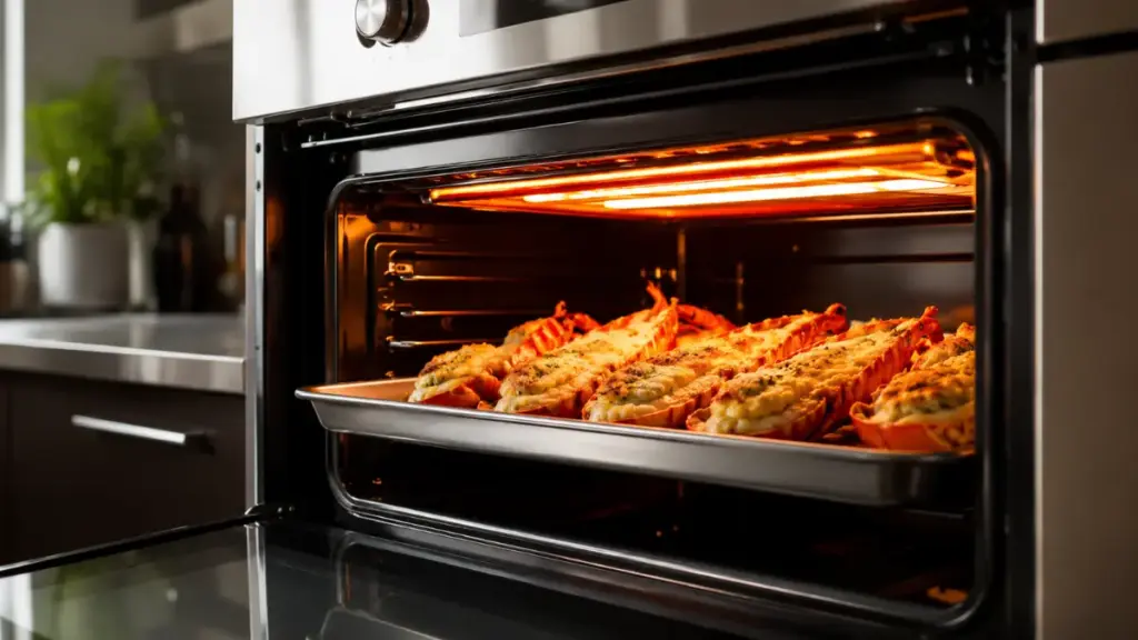 adjusting-modern-kitchen-oven-settings-to-broil-a-traditional-crayfish-thermidor-recipe