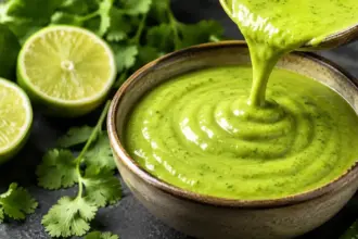 advanced emulsification and herbal preservation methods in a peruvian green salsa recipe