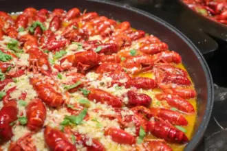 advanced high heat broiling and lipid emulsification methods in a crayfish thermidor recipe