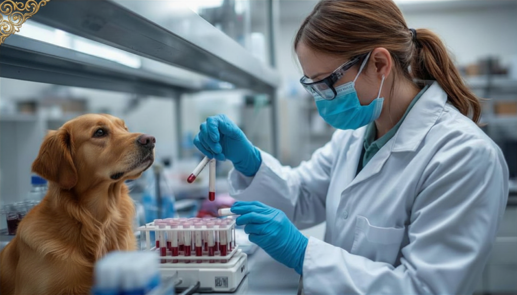 Performing a serum antibody titer test due to matching the rabies vaccine recall list for dogs.