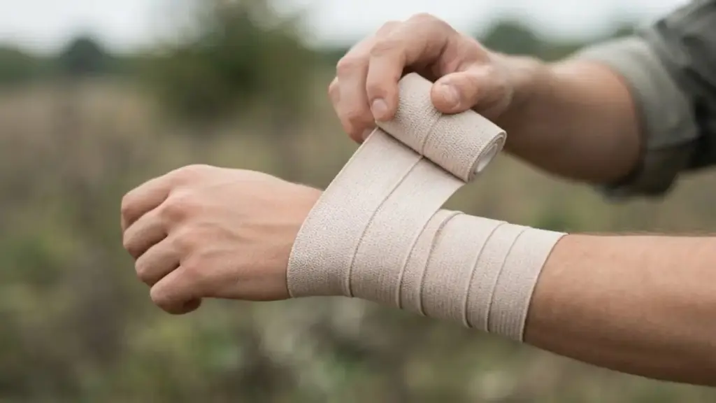 applying-elastic-compression-wrap-firmly-over-an-arm-first-aid-snake