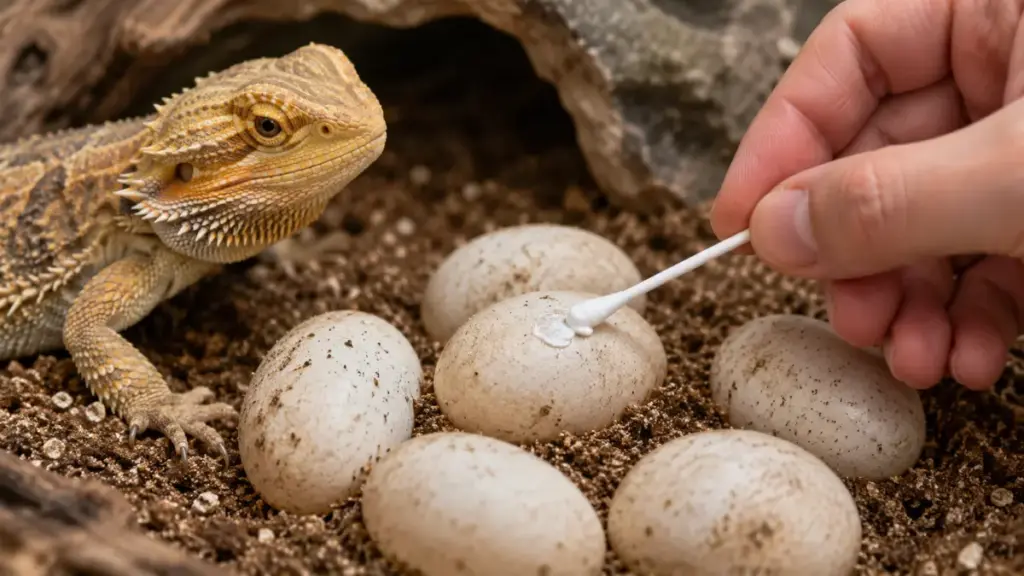 applying-topical-clotrimazole-cream-treatments-to-kill-mold-spores-on-a-dragon-lay-eggs-shell