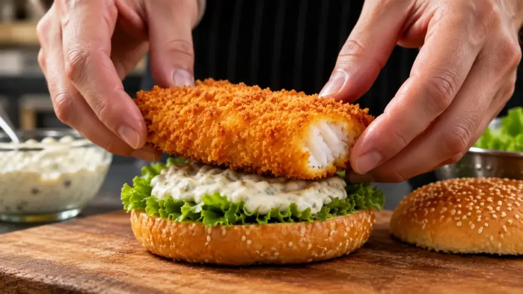assembling-a-fresh-crispy-fish-sandwich-on-a-cutting-board