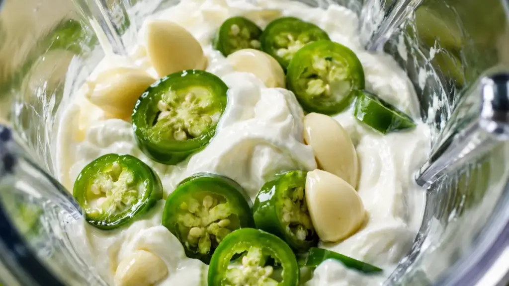 assembling-thick-greek-yogurt-and-fresh-peppers-for-a-peruvian-green-salsa-recipe