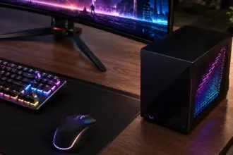 asus mini gaming pc compact desk setup
