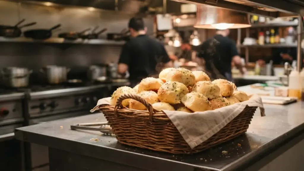 basket-of-warm-complimentary-garlic-bread-rolls-on-a-restaurant-pass