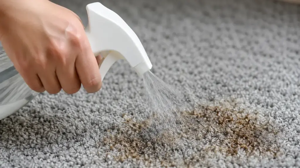 biological-enzyme-cleaner-spray-applied-to-a-stained-section-of-carpet