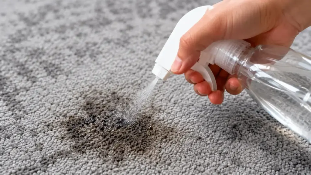 biological-enzyme-cleaner-spray-applied-to-a-stained-section-of-carpet-for-kitty-litter