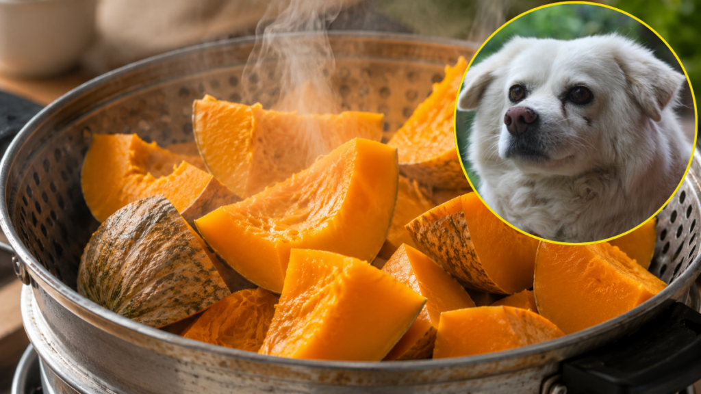 steamed-orange-pumpkin-chunks-steamer-basket-bland-diet-for-dogs-with-diarrhea