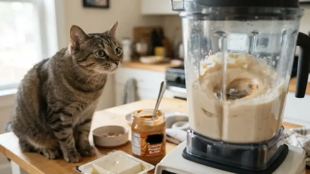 blending-a-smooth-calming-creamy-treat-for-a-cat-struggling-with-feline-stress-symptoms