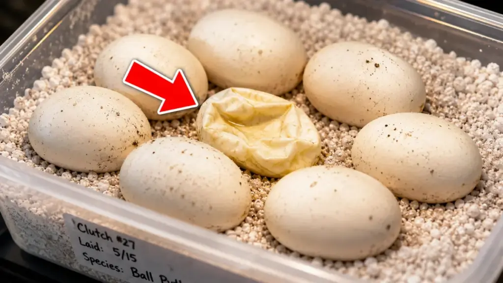 breeder-staring-at-molding-clutch-in-incubator-with-failed-bearded-dragon-breeding-eggs