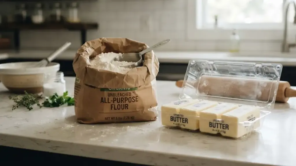 budget-all-purpose-flour-pack-arranged-with-unsalted-butter-to-evaluate-chicken-pot-pie-ideas