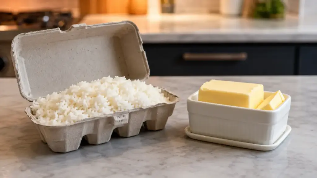 budget-cold-cooked-rice-arranged-with-unsalted-butter-to-evaluate-left-over-rice