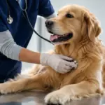 canine health care veterinary examination golden retriever