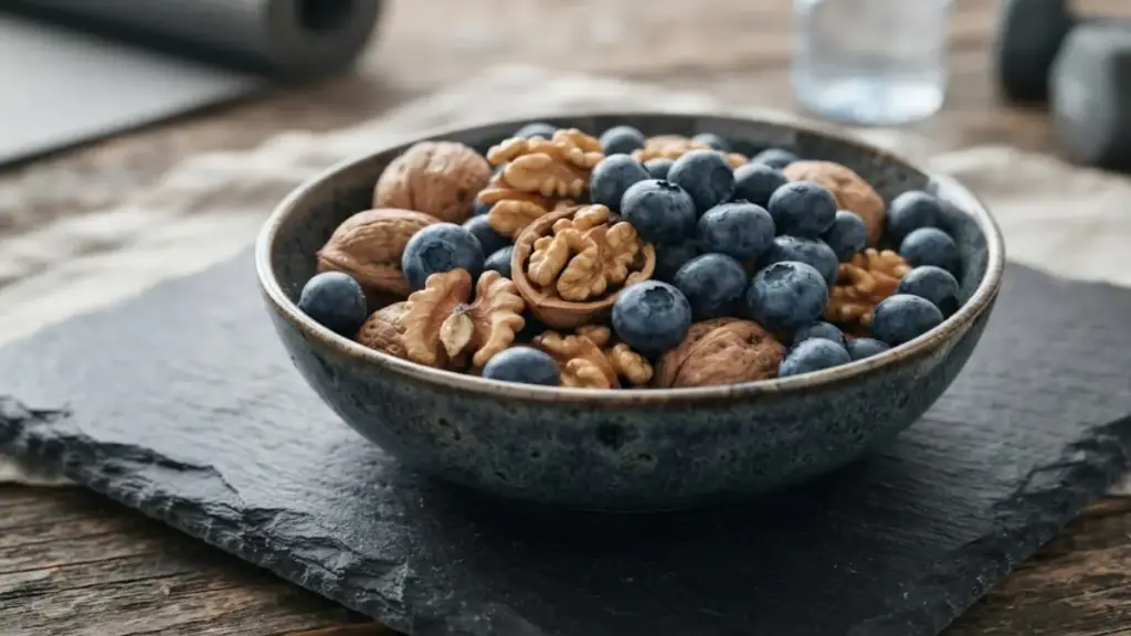 ceramic-bowl-of-raw-walnuts-and-fresh-blueberries-for-exercise-brain-health