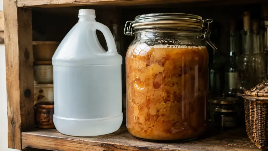 cheap-industrial-vinegar-contrasted-with-raw-unfiltered-fruit-ferment-to-evaluate-apple-acid-vinegar