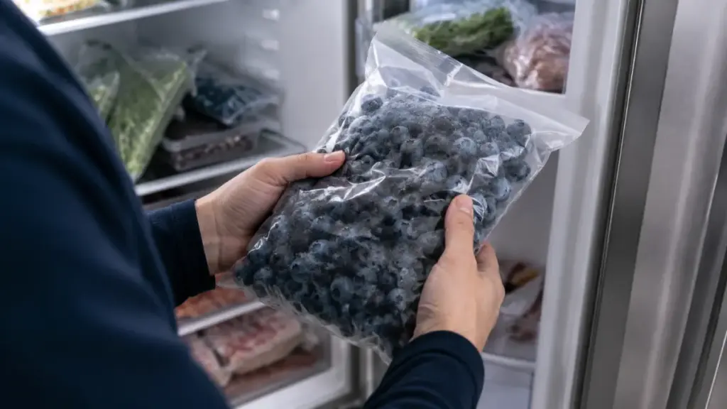 checking-a-recalled-bag-of-frozen-berries-by-a-refrigerator