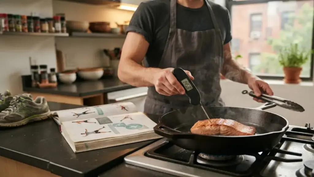 checking the temperature of cooking food with a digital thermometer-insider