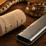 clean compression bandage and splint prepared for snakebite emergency snake