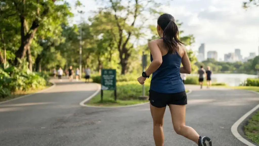 person-resting-on-a-bench-with-water-to-follow-exercise-guidelines