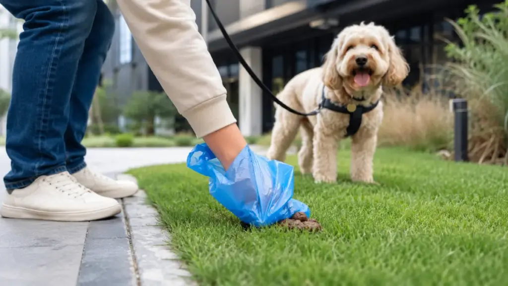 cleaning-up-canine-waste-on-an-urban-sidewalk-using-a-plastic-bag