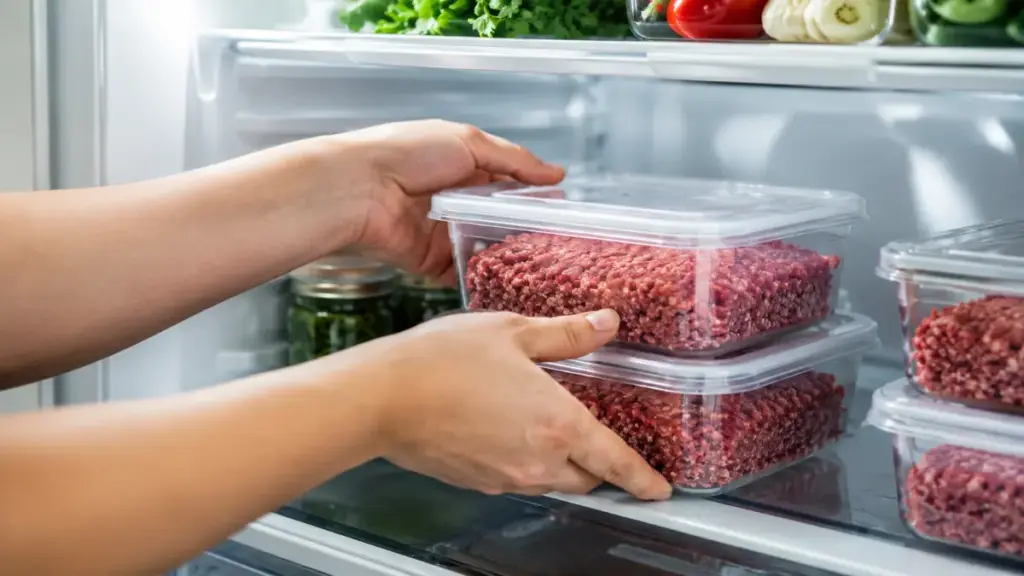 clear-food-storage-containers-arranged-neatly-inside-a-refrigerator-for-smash-burger-meat