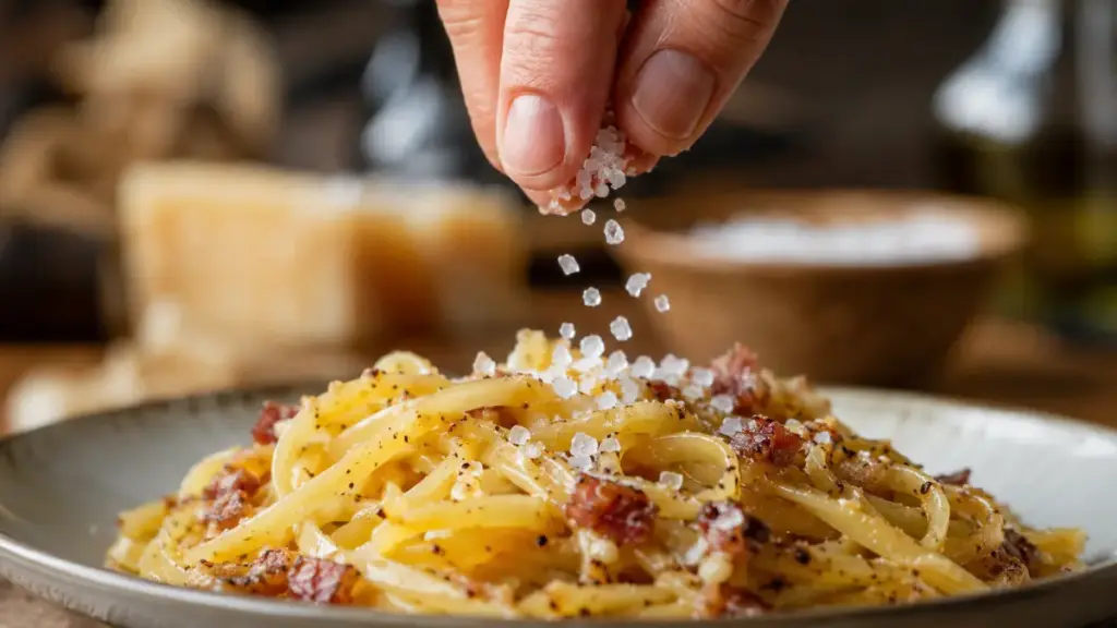 coarse-sea-salt-crystals-falling-on-cooked-noodles-for-truffle-pasta