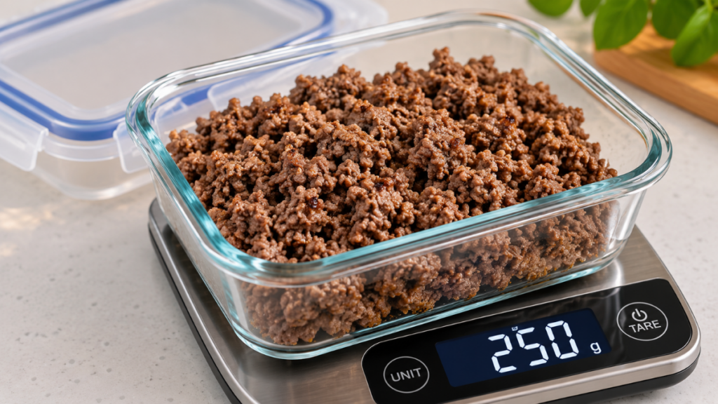 cooked-ground-beef-meal-prep-storage-container-chicken-recipe-easy-quick