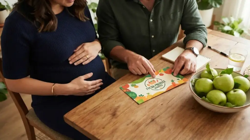 couple-reviewing-a-fresh-produce-voucher-on-a-wooden-table