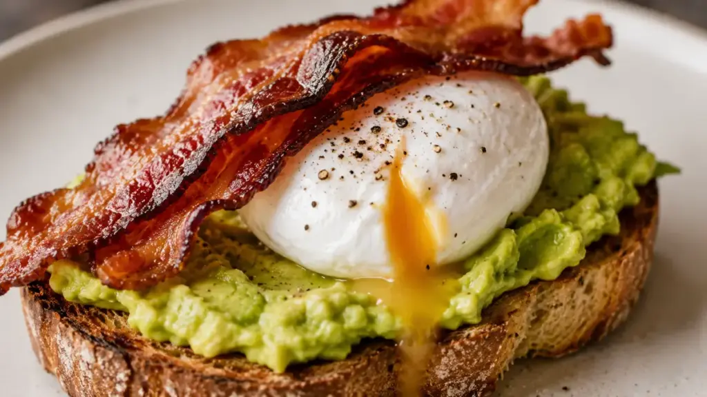 crispy-bacon-and-poached-egg-arranged-over-avocado-toast-for-quick-meals