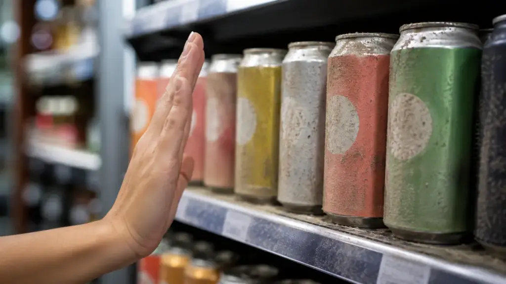 customer-hand-passing-by-packaged-pre-mixed-canned-beverages-on-a-grocery-shelf
