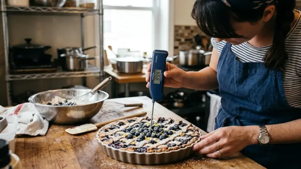 digital-meat-thermometer-probe-checking-the-core-of-a-cold-berry-tart